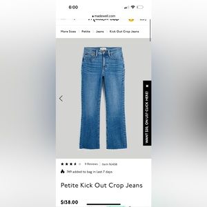 Madewell Kick Out Crop Jeans - Petite 29
